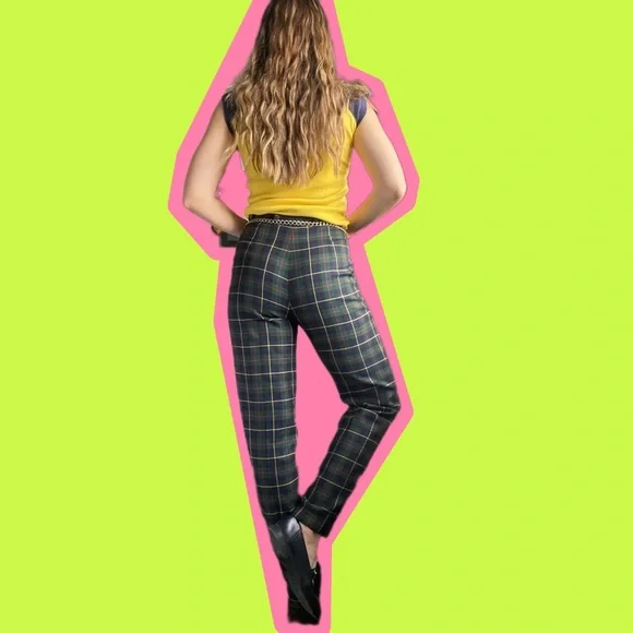 Vintage Escada Wool Plaid Pants - Picture 4 of 10